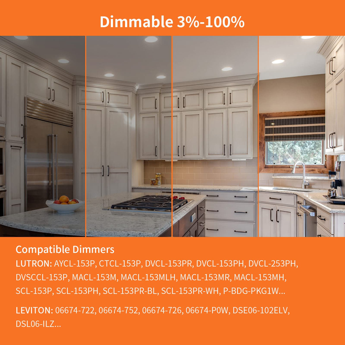 Meconard 4-Pack 4-Inch LED Recessed Lights – 2700K–5000K, Dimmable, Canless, ETL/Energy Star