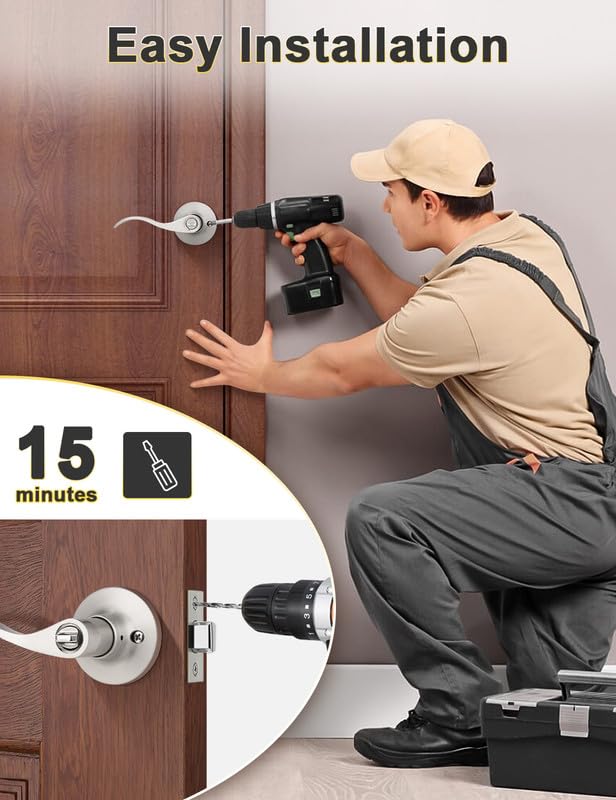 Mengico 10-Pack Satin Nickel Privacy Door Levers | Reversible Wave Interior Hardware
