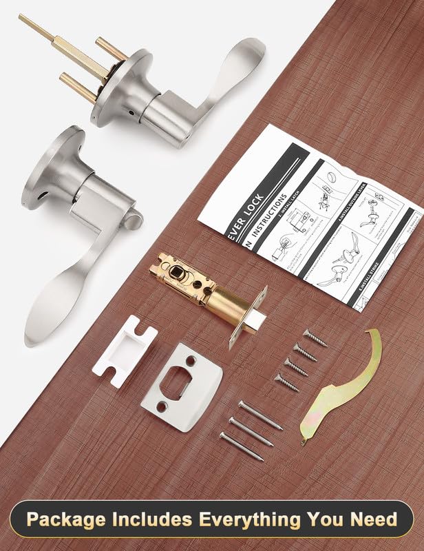 Mengico 10-Pack Satin Nickel Privacy Door Levers | Reversible Wave Interior Hardware