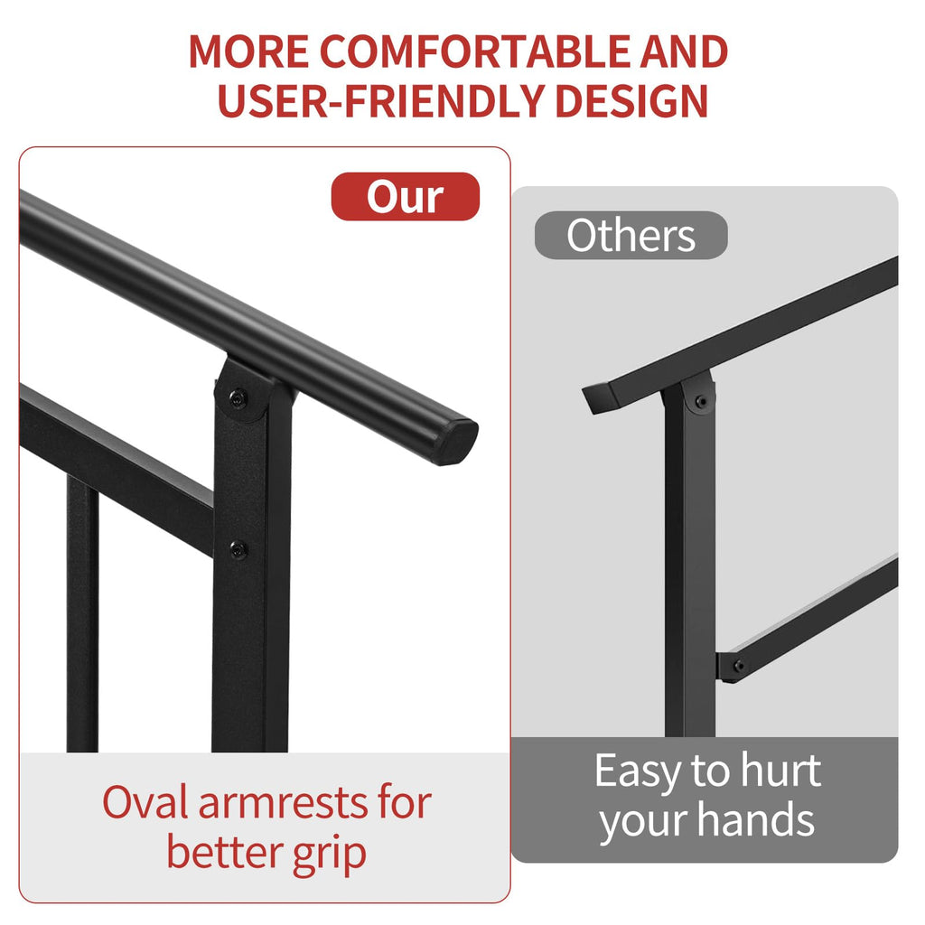 Metty Metal Hand Rails for Outdoor Steps — 3-Step Stair Rail Kit, Black