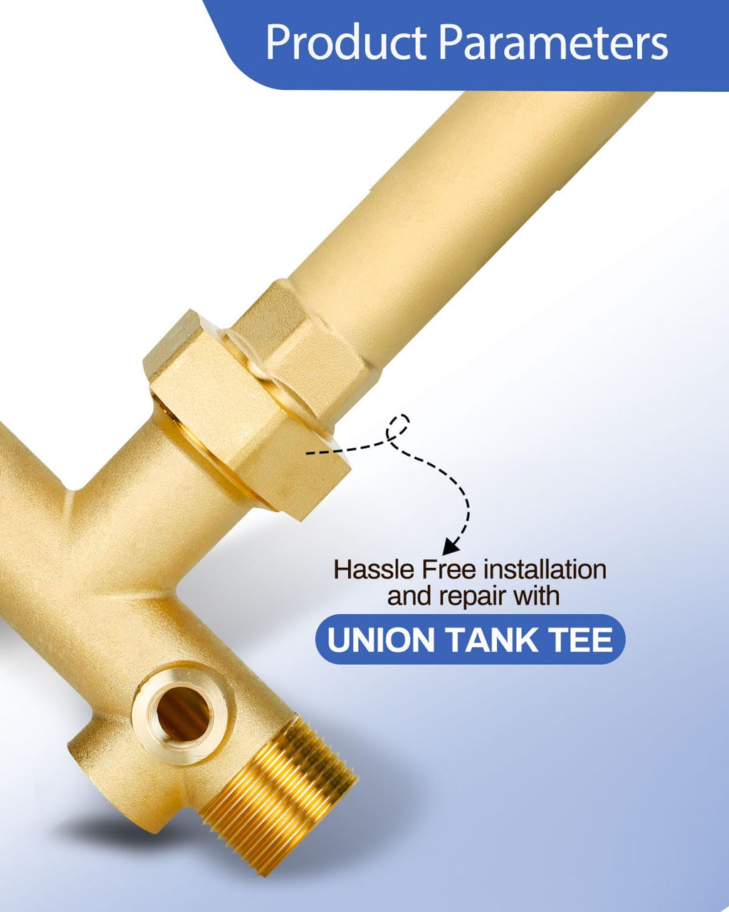 Miumoon 1"x11" Well Pressure Tank Tee Kit — 40-60 PSI Switch, Brass, Fits Tanks Up to 16"
