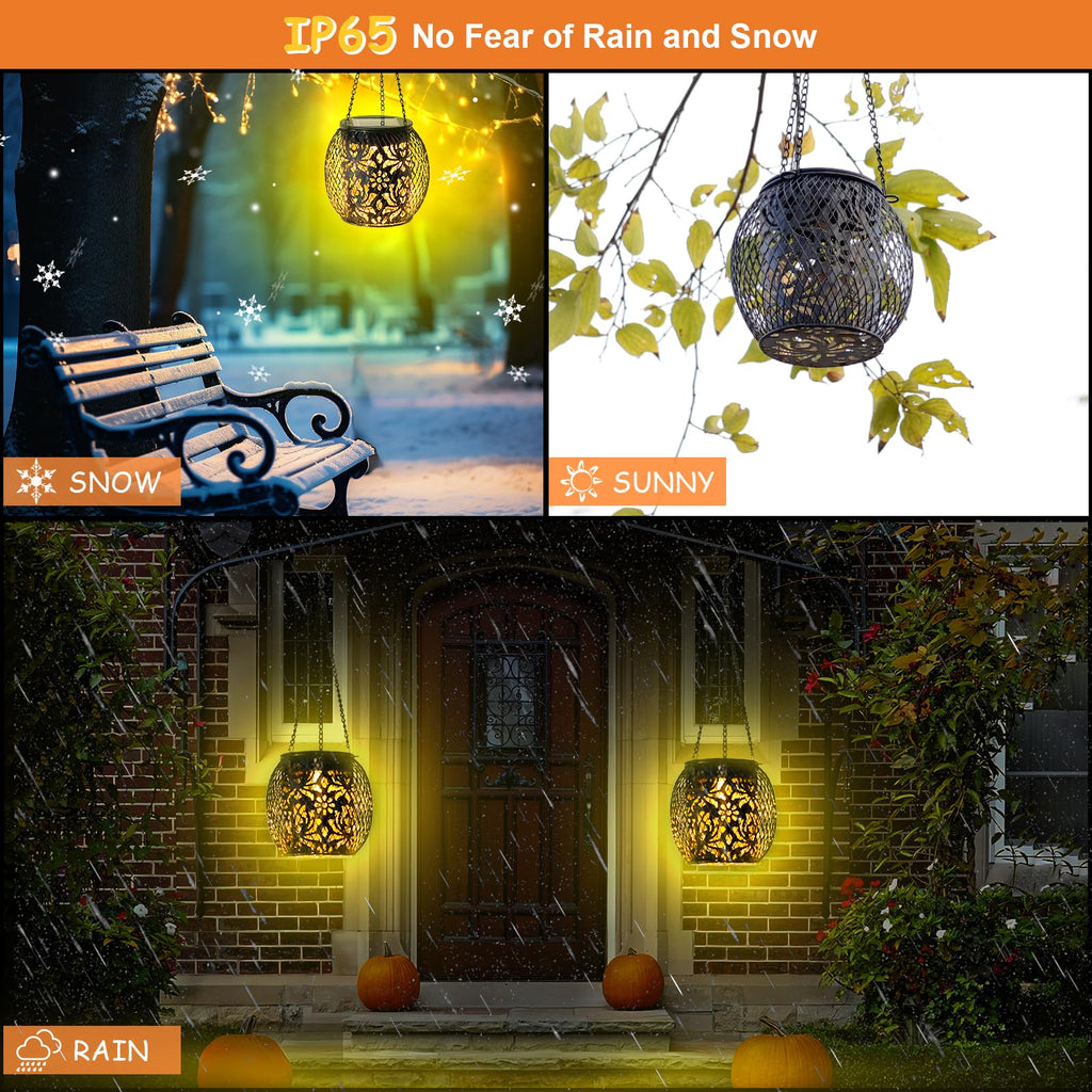 Mizmakp Solar Lanterns Outdoor 2 Pack – Waterproof Hanging Garden Lights for Patio & Yard