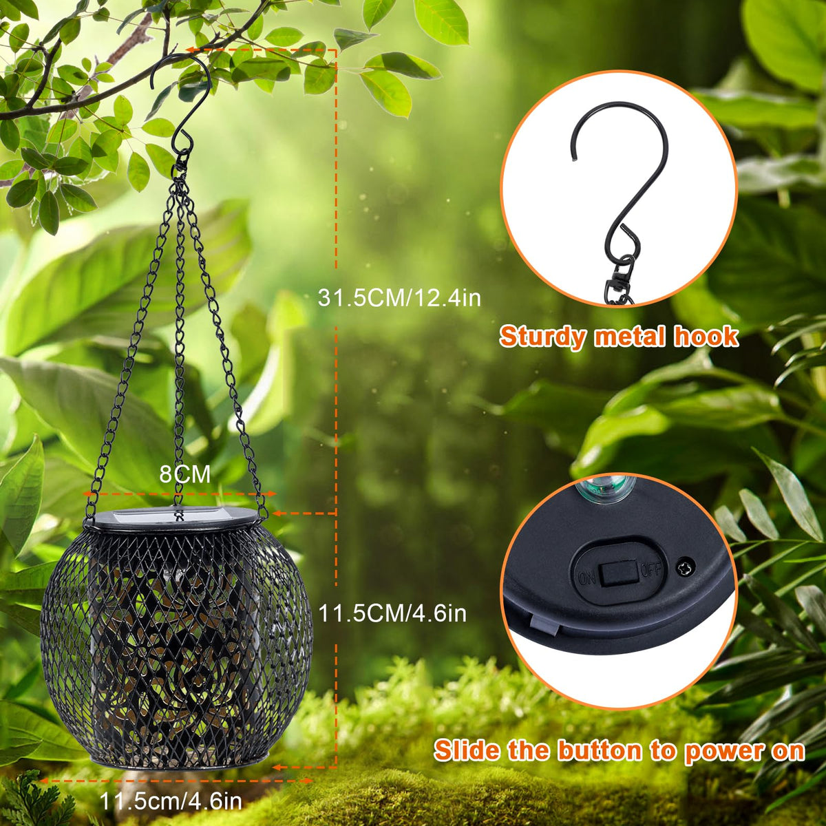 Mizmakp Solar Lanterns Outdoor 2 Pack – Waterproof Hanging Garden Lights for Patio & Yard