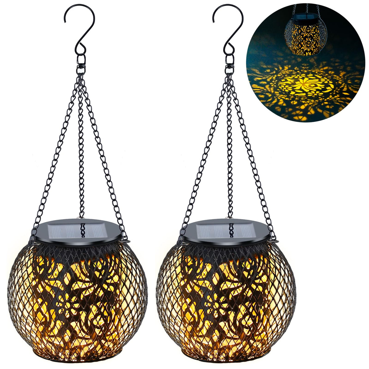 Mizmakp Solar Lanterns Outdoor 2 Pack – Waterproof Hanging Garden Lights for Patio & Yard