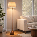 MOFFE 65in Mid Century Oak Floor Lamp – Two Shade Styles, Teardrop Base