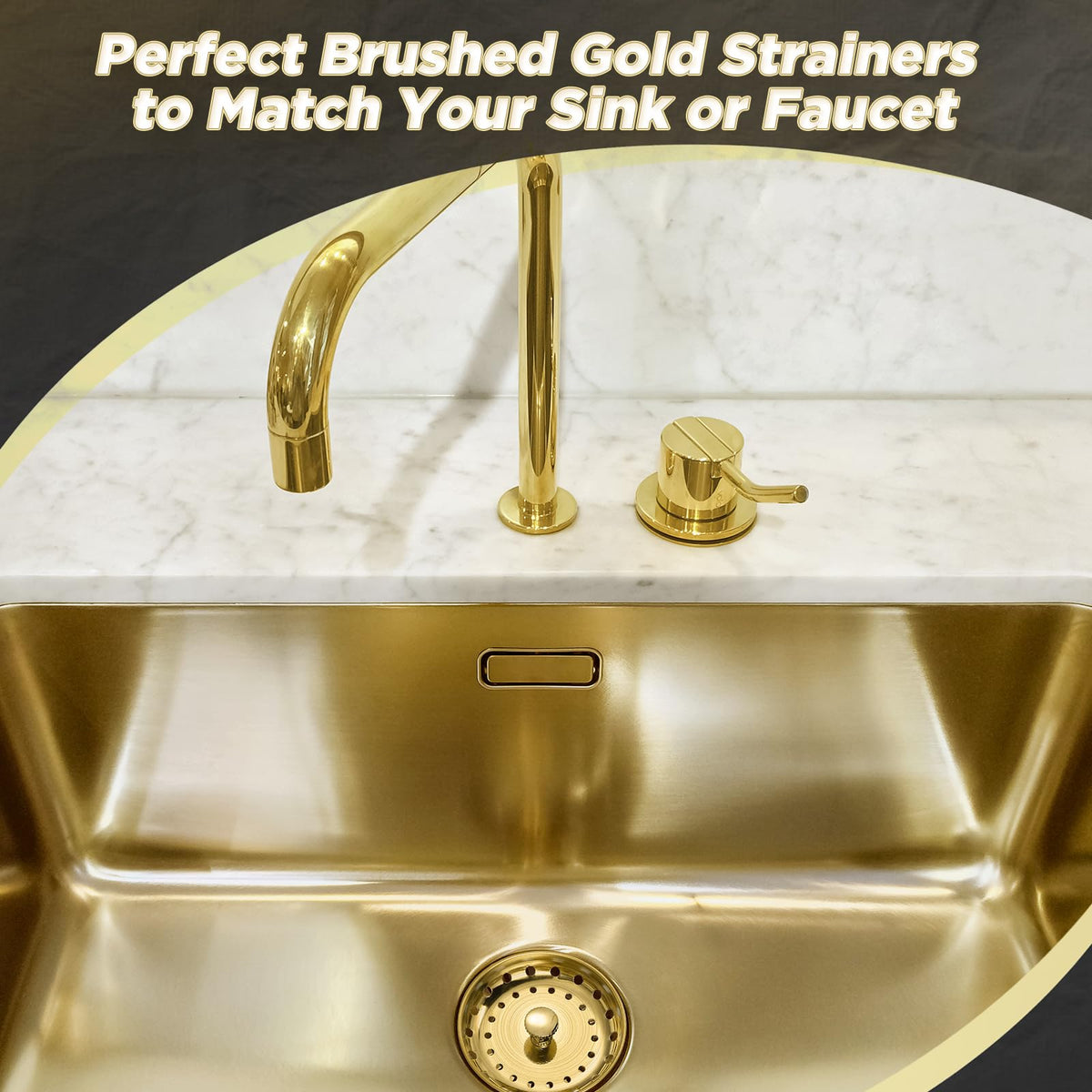 Mudder 3 Pcs Kitchen Sink Strainer Set – Brushed Gold Stainless Steel, Universal Fit
