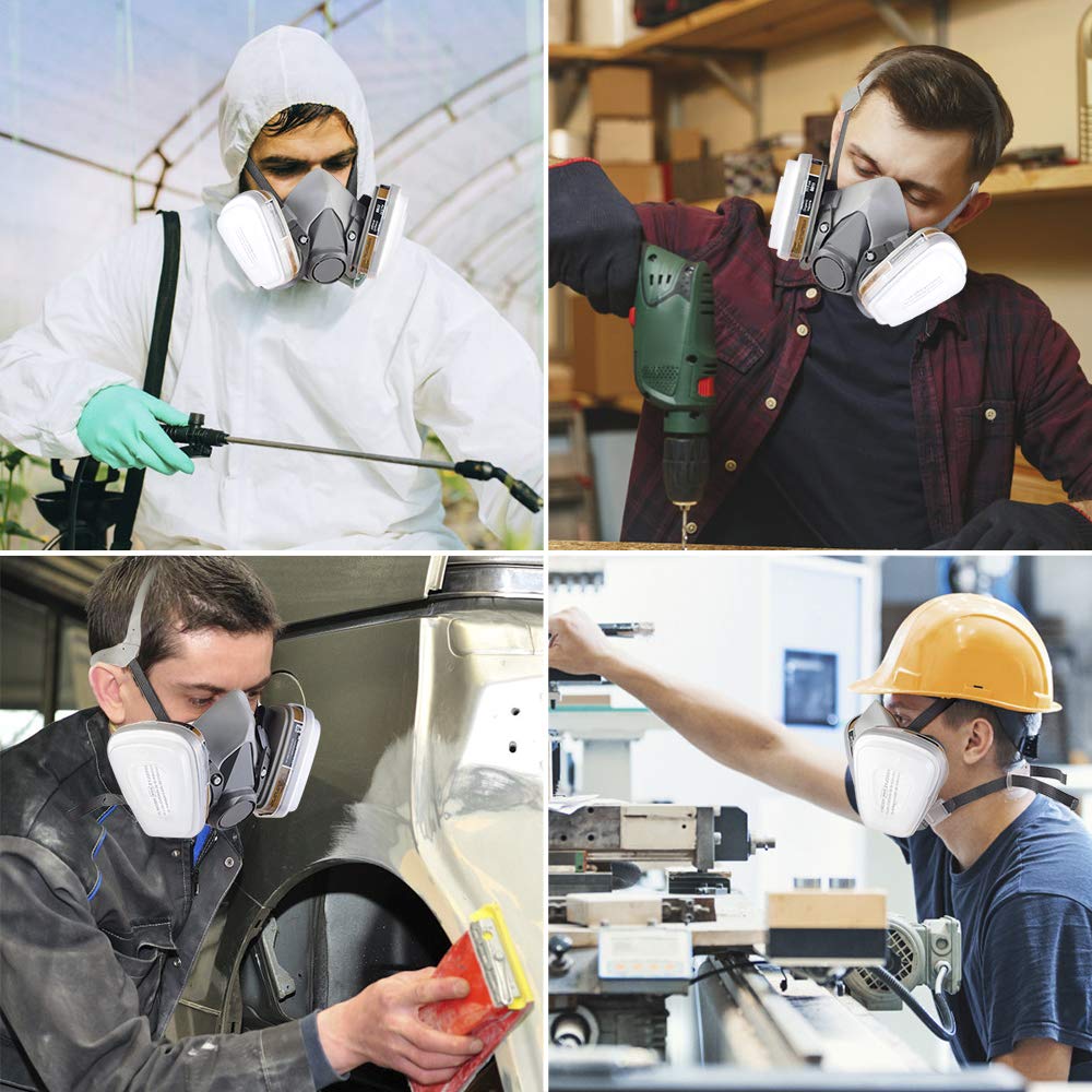 NC Reusable Face Cover Set with Glasses | Half Facepiece Protection for Dust, Painting, Vapors