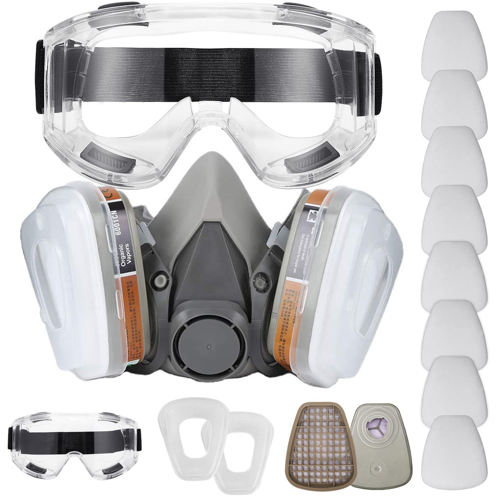 NC Reusable Face Cover Set with Glasses | Half Facepiece Protection for Dust, Painting, Vapors