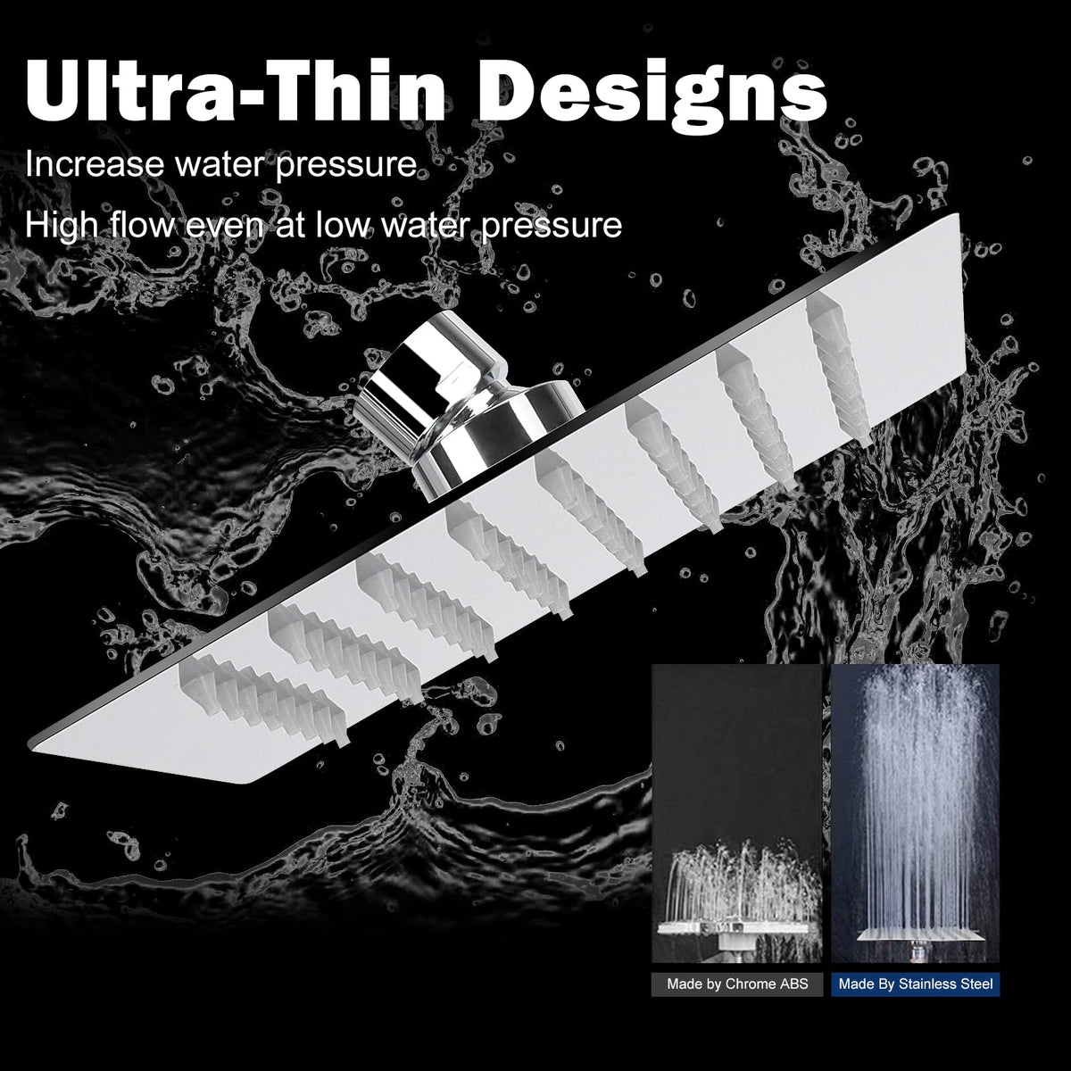 NearMoon Rain Shower Head - 6-Inch High-Flow Stainless Steel Chrome Finish