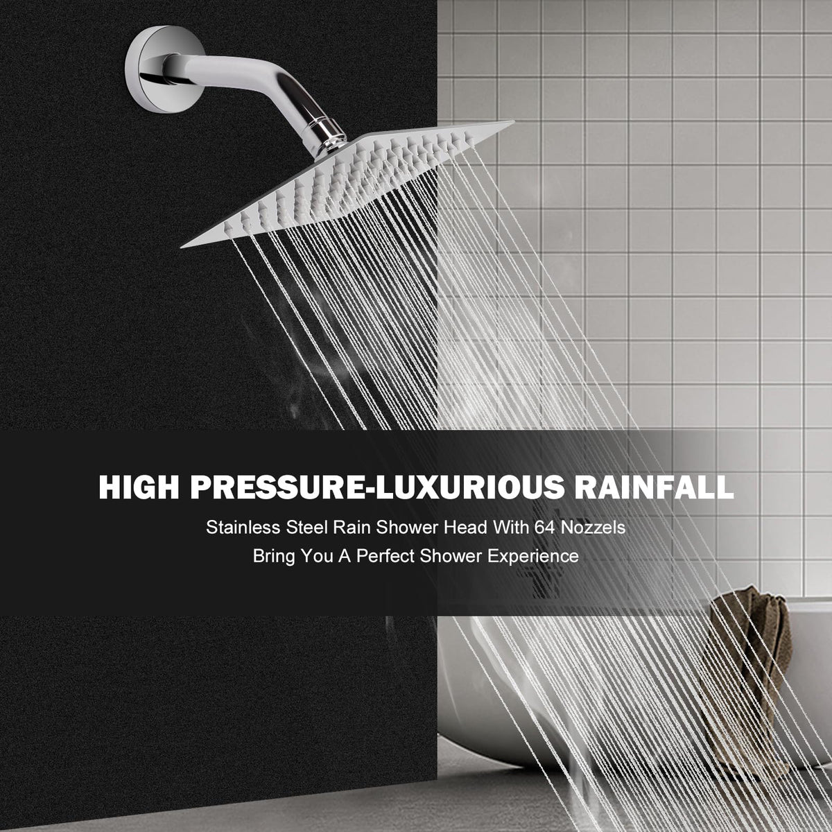NearMoon Rain Shower Head - 6-Inch High-Flow Stainless Steel Chrome Finish