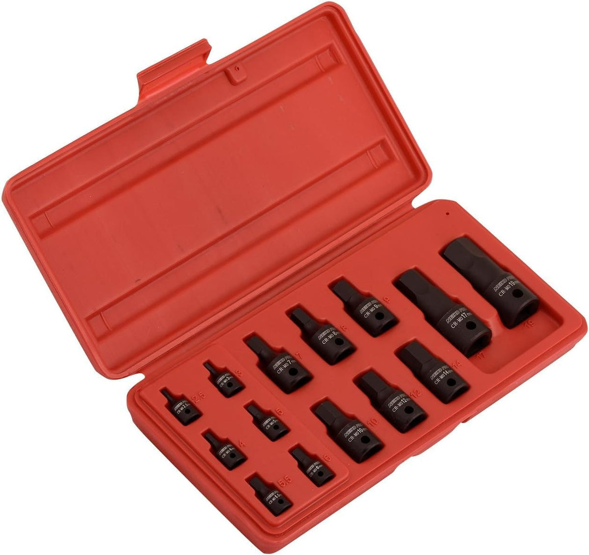 NEIKO 01141B Allen-Bit Socket Set – 14-Piece Metric Hex Sockets (2.5–19 mm) for 1/4/3/8/1/2 in Drives | CrMo Steel