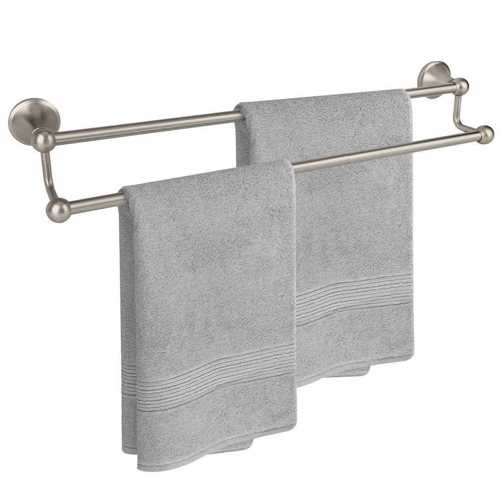 Ntipox Antique 24-Inch Double-Towel Bar | Brushed Nickel Wall-Mounted Bath Accessory