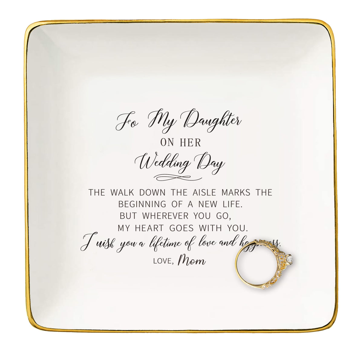 NZY Bride Gifts for Daughter on Her Wedding Day – Ceramic Jewelry Tray & Ring Dish