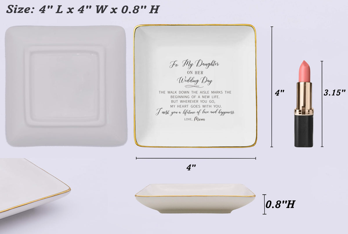 NZY Bride Gifts for Daughter on Her Wedding Day – Ceramic Jewelry Tray & Ring Dish