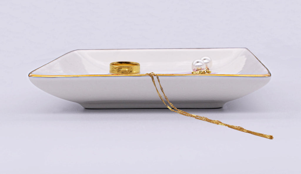 NZY Bride Gifts for Daughter on Her Wedding Day – Ceramic Jewelry Tray & Ring Dish