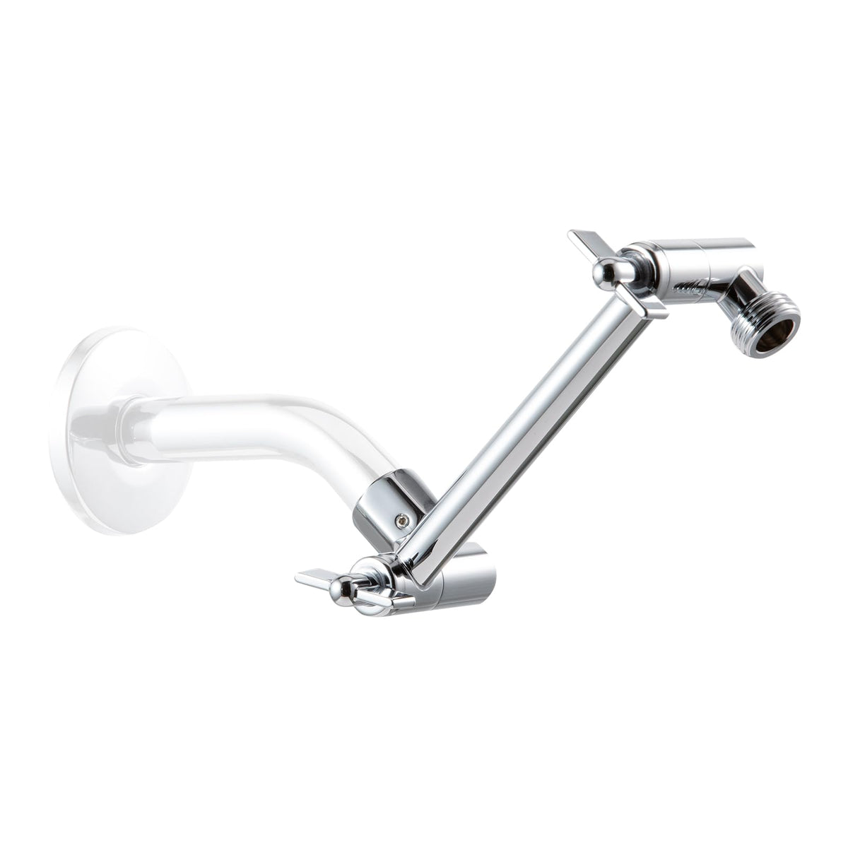 OFFO 6-Inch Shower Arm Extension – Adjustable Height & Angle, Locking Nut, G1/2 Connector, Chrome