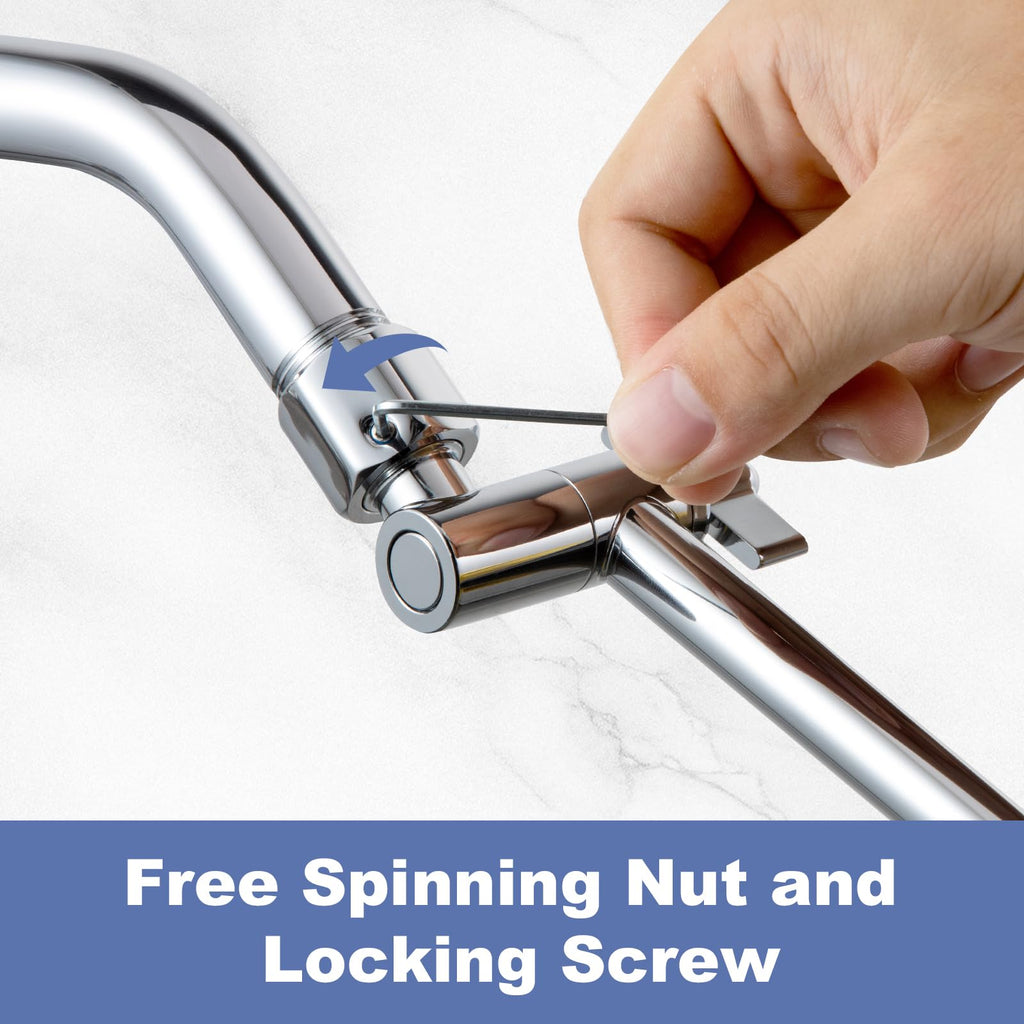 OFFO 6-Inch Shower Arm Extension – Adjustable Height & Angle, Locking Nut, G1/2 Connector, Chrome