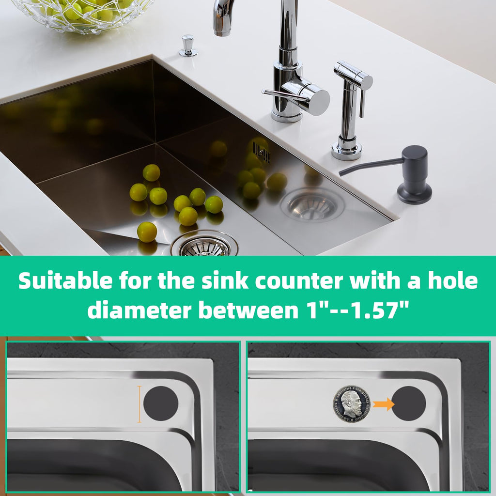 OHiHi Built-in Kitchen Sink Soap Dispenser with 47-inch Extension Tube – Black