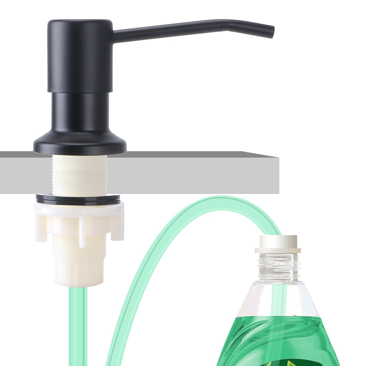 OHiHi Built-in Kitchen Sink Soap Dispenser with 47-inch Extension Tube – Black