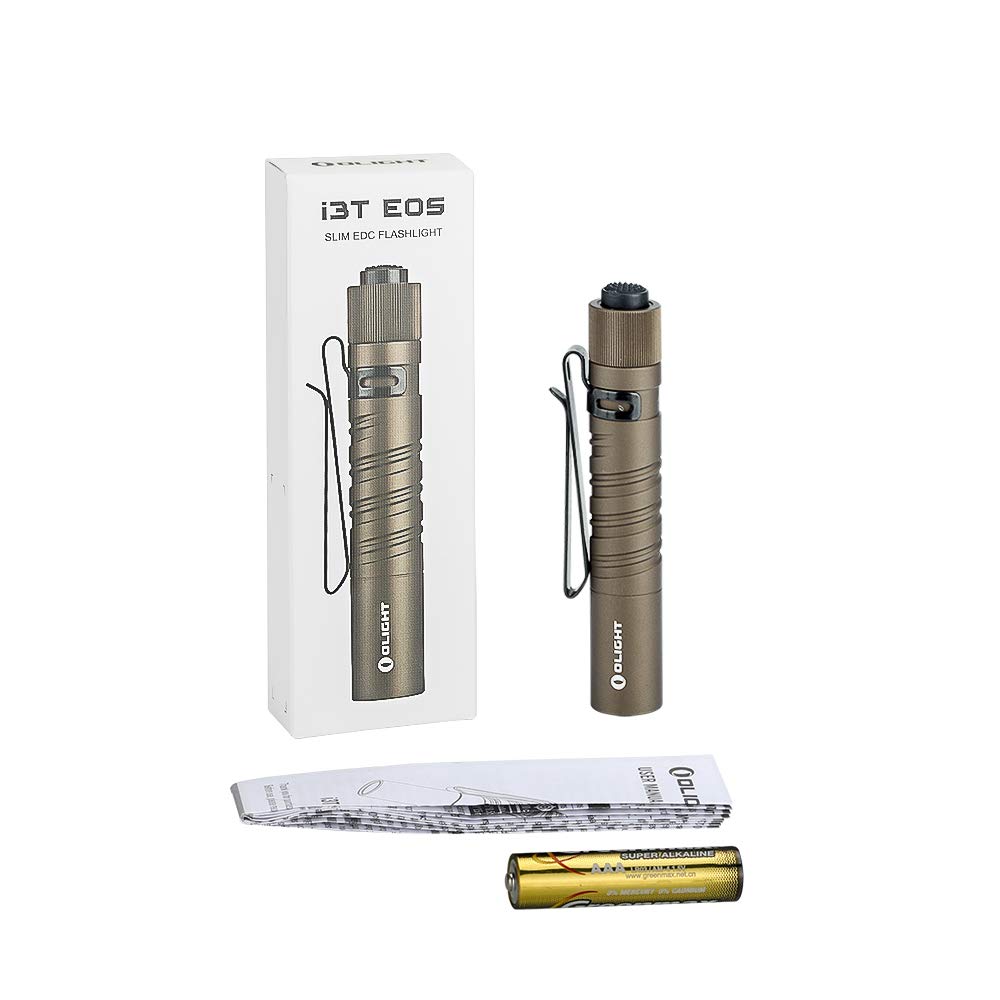 OLIGHT I3T EOS 180 Lumens Dual-Output Slim EDC Flashlight – Desert Tan