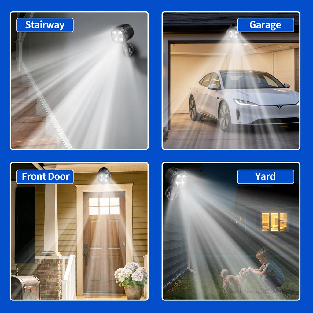 OTTYMER Battery-Operated Outdoor Motion Sensor Light – 600LM, 6000K, IP65 Waterproof, Auto On/Off, 2-Pack
