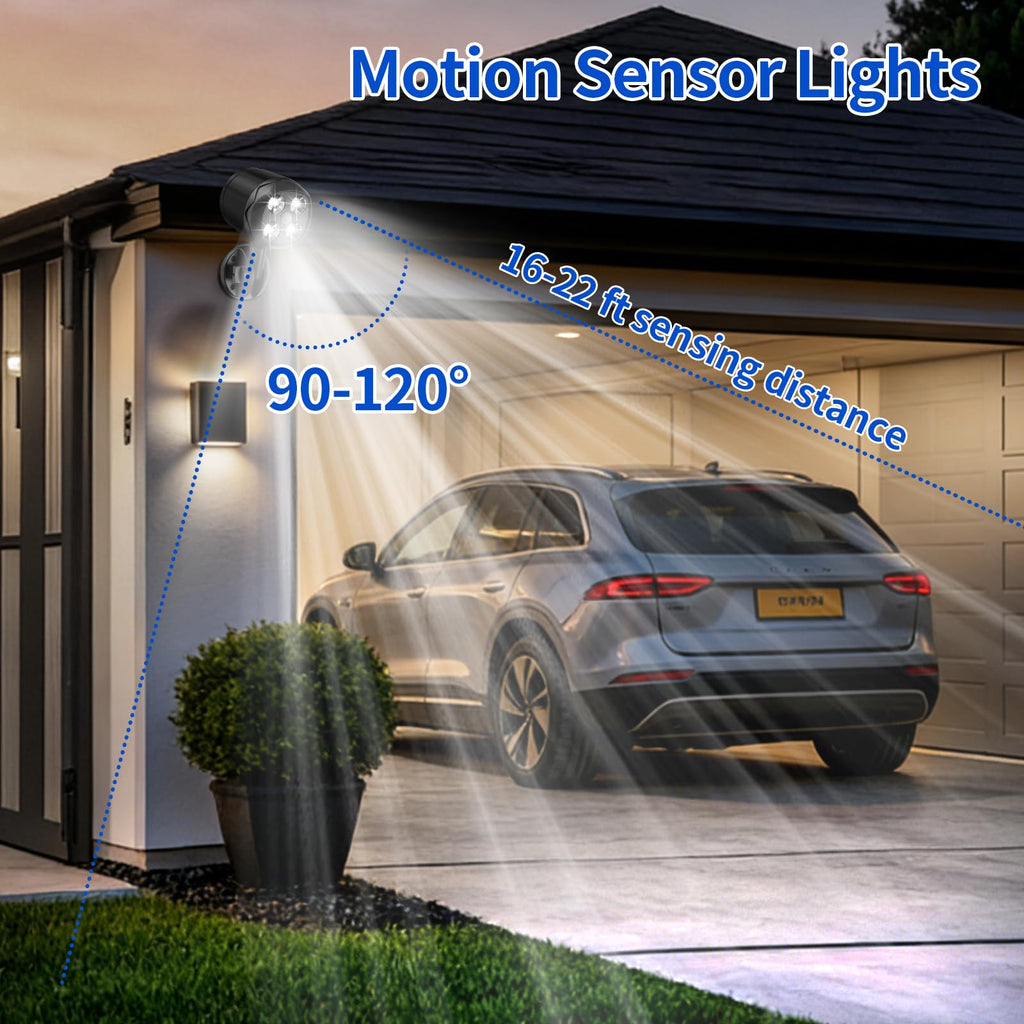 OTTYMER Battery-Operated Outdoor Motion Sensor Light – 600LM, 6000K, IP65 Waterproof, Auto On/Off, 2-Pack