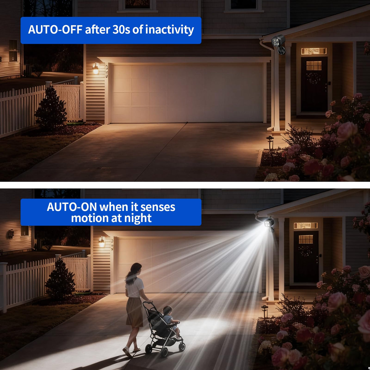 OTTYMER Battery-Operated Outdoor Motion Sensor Light – 600LM, 6000K, IP65 Waterproof, Auto On/Off, 2-Pack