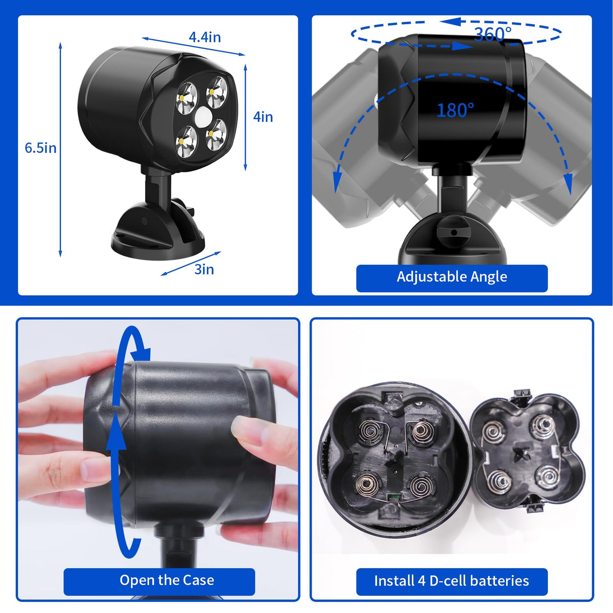 OTTYMER Battery-Operated Outdoor Motion Sensor Light – 600LM, 6000K, IP65 Waterproof, Auto On/Off, 2-Pack