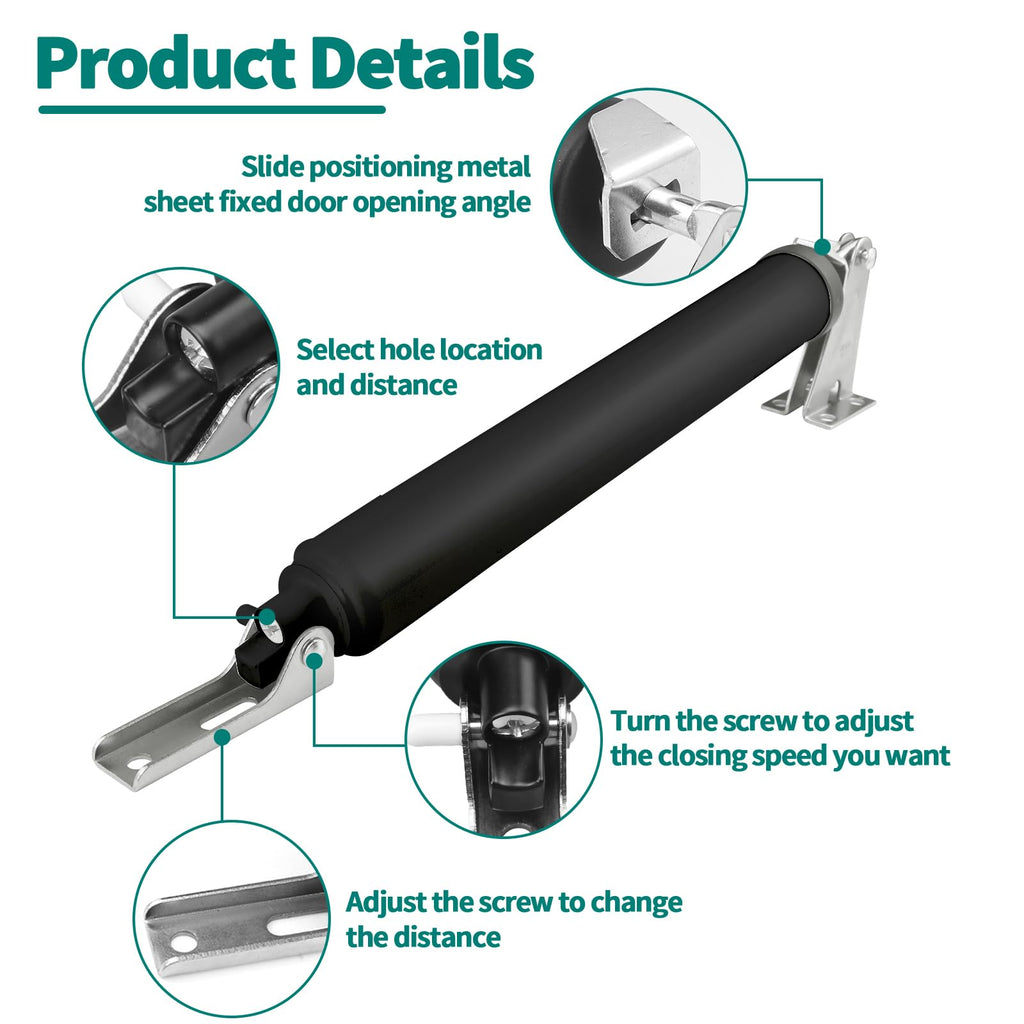 OXDFK 2-Pack Screen & Storm Door Closer Kit — Pneumatic, Adjustable, Black