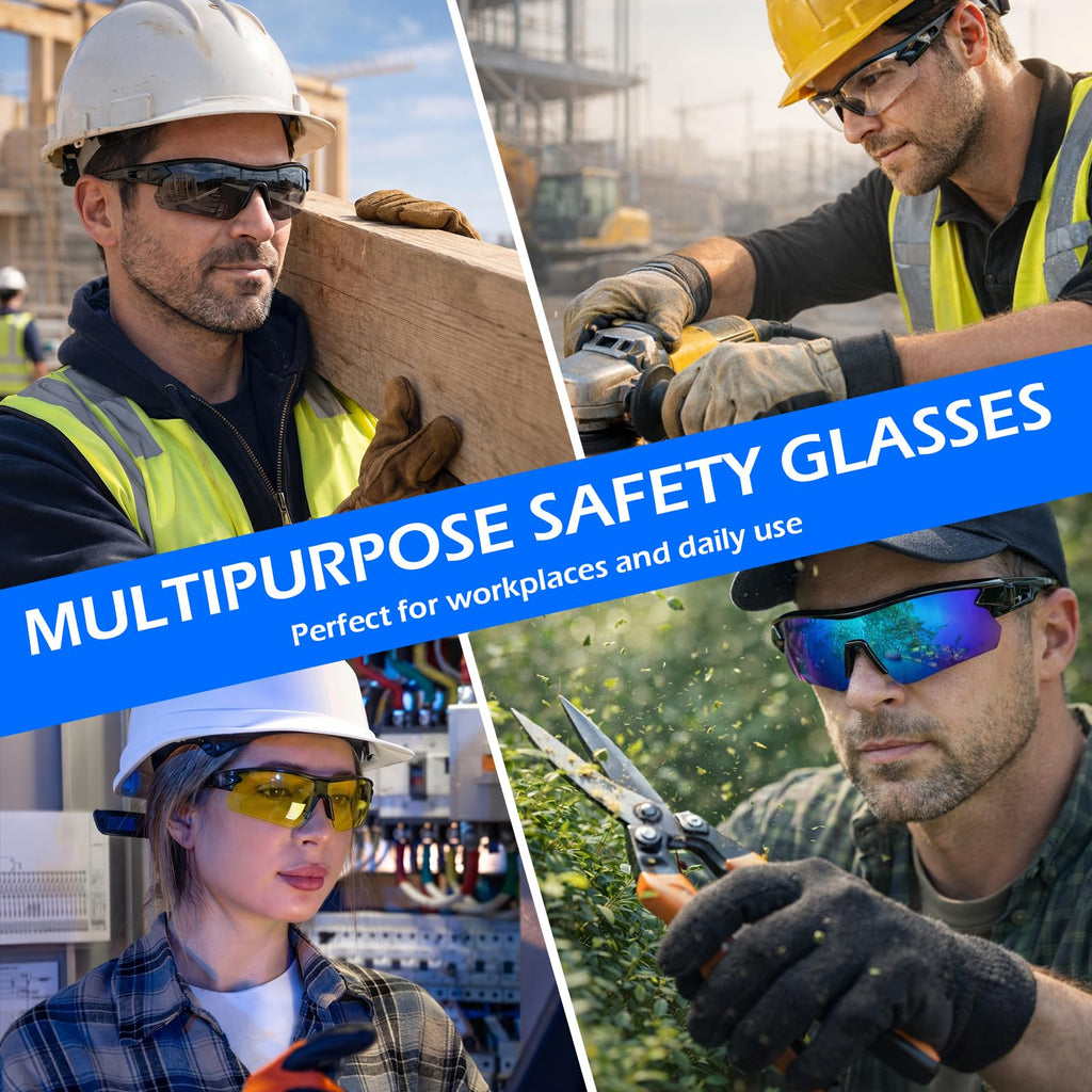 OXG 6 Pack Tinted Safety Glasses – ANSI Z87.1, UV400, Anti-Scratch Eyewear