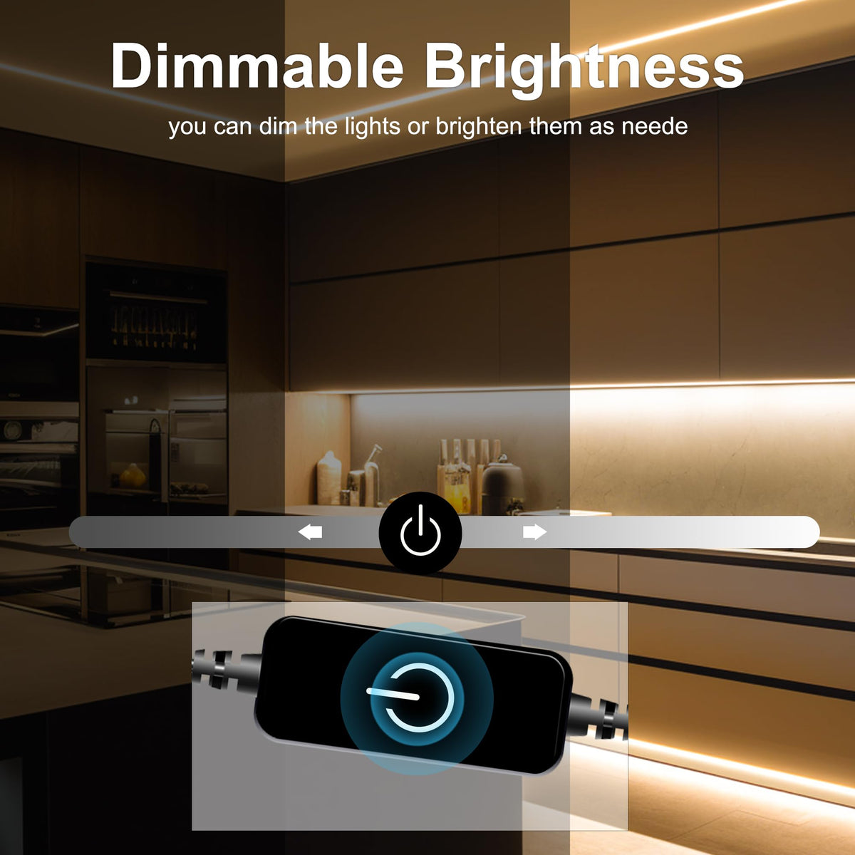 Pandery COB LED Strip 3m (9.84ft) - 24V, 2700K Warm White, CRI90+, Dimmable Touch, 320 LEDs/m