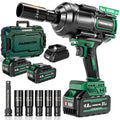 PAOWAFOL 2026 Upgrade 1500N.m Brushless Impact Wrench | 21V Dual 4.0Ah Battery, Fast Charger & 5 Sockets