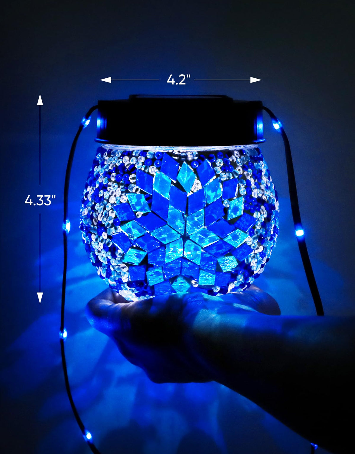 PARTPHONER Mosaic Solar Lights Outdoor 2 Pack – Waterproof Glass Globe Lanterns for Garden & Patio