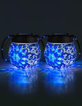 PARTPHONER Mosaic Solar Lights Outdoor 2 Pack – Waterproof Glass Globe Lanterns for Garden & Patio