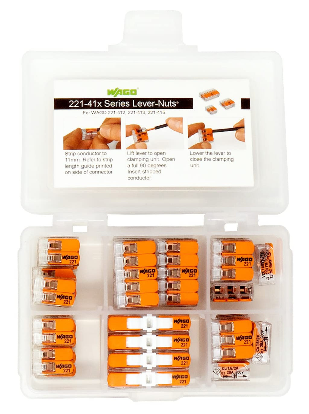 Peppy Products WAGO 221 Lever Nuts 35pc Compact Splicing Wire Connector Set with Case