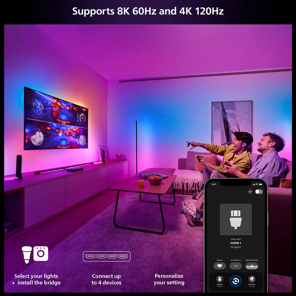 Philips Hue Play HDMI Sync Box 8K – Sync Lights with Games, Movies & Music (Bridge Required)