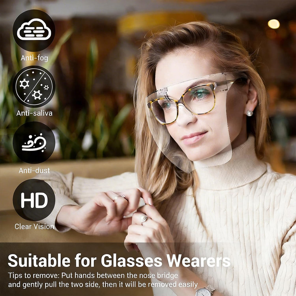 Piccircuit Face Shield with Glasses 4 Pack – Anti-Fog Full-Face Protection