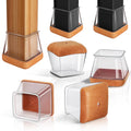 PISAO 24 Pcs Chair Leg Protectors — Square Silicone Caps with Wrapped Felt Bottom for Hardwood Floors (Fits 1-1/8"–1-1/2" Legs)