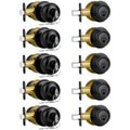 Plustool 5 Pack Front Door Lock Set Matte Black – Keyed Alike Deadbolt & Knob