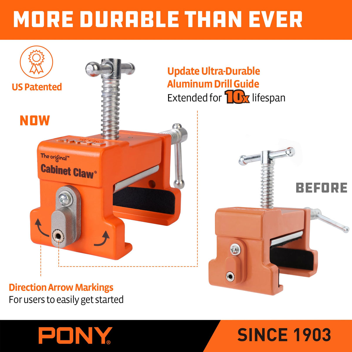PONY 4-Pack 8510 Cabinet Claw Clamps – Fast Face-Frame Installation (440 lbs)