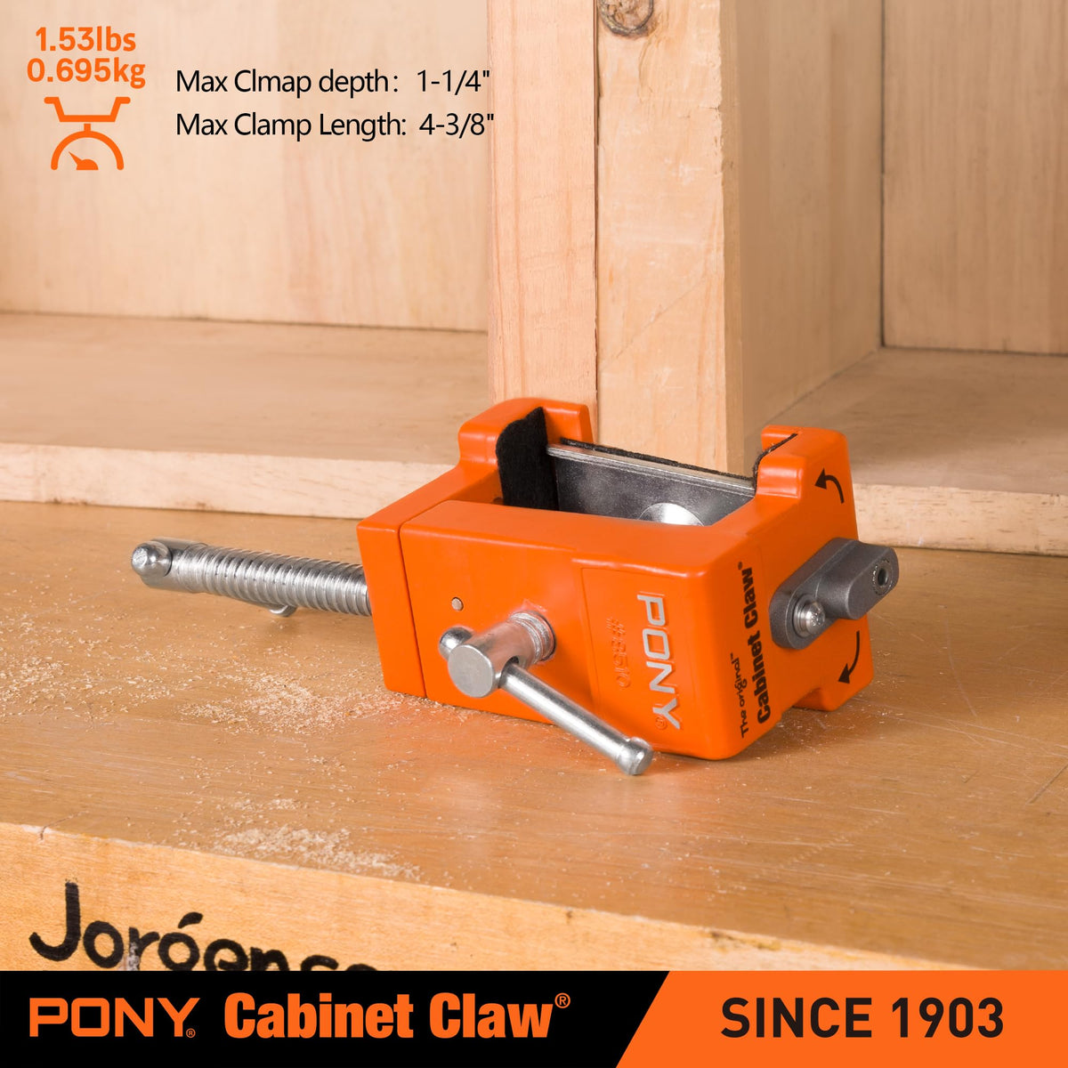 PONY 4-Pack 8510 Cabinet Claw Clamps – Fast Face-Frame Installation (440 lbs)