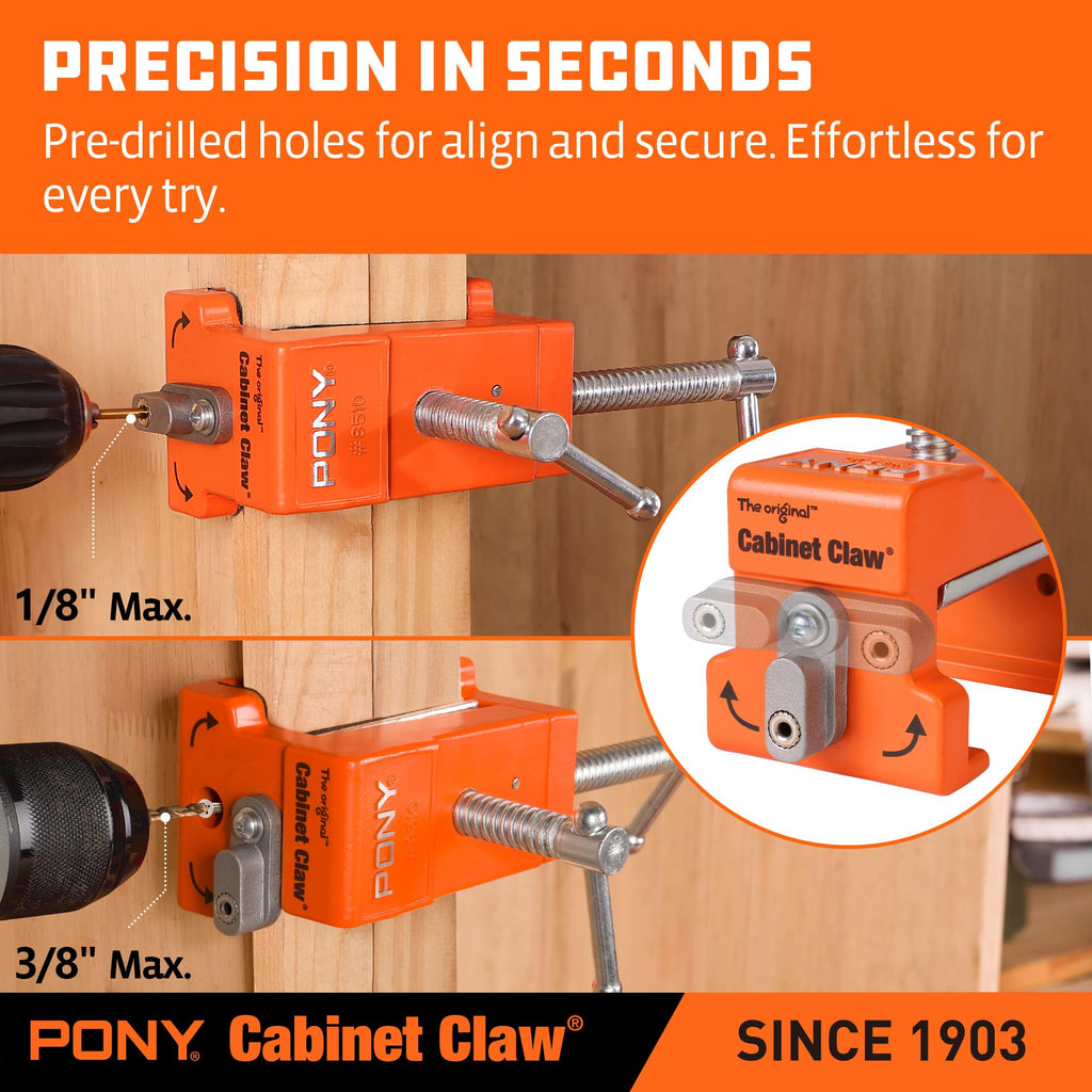 PONY 4-Pack 8510 Cabinet Claw Clamps – Fast Face-Frame Installation (440 lbs)