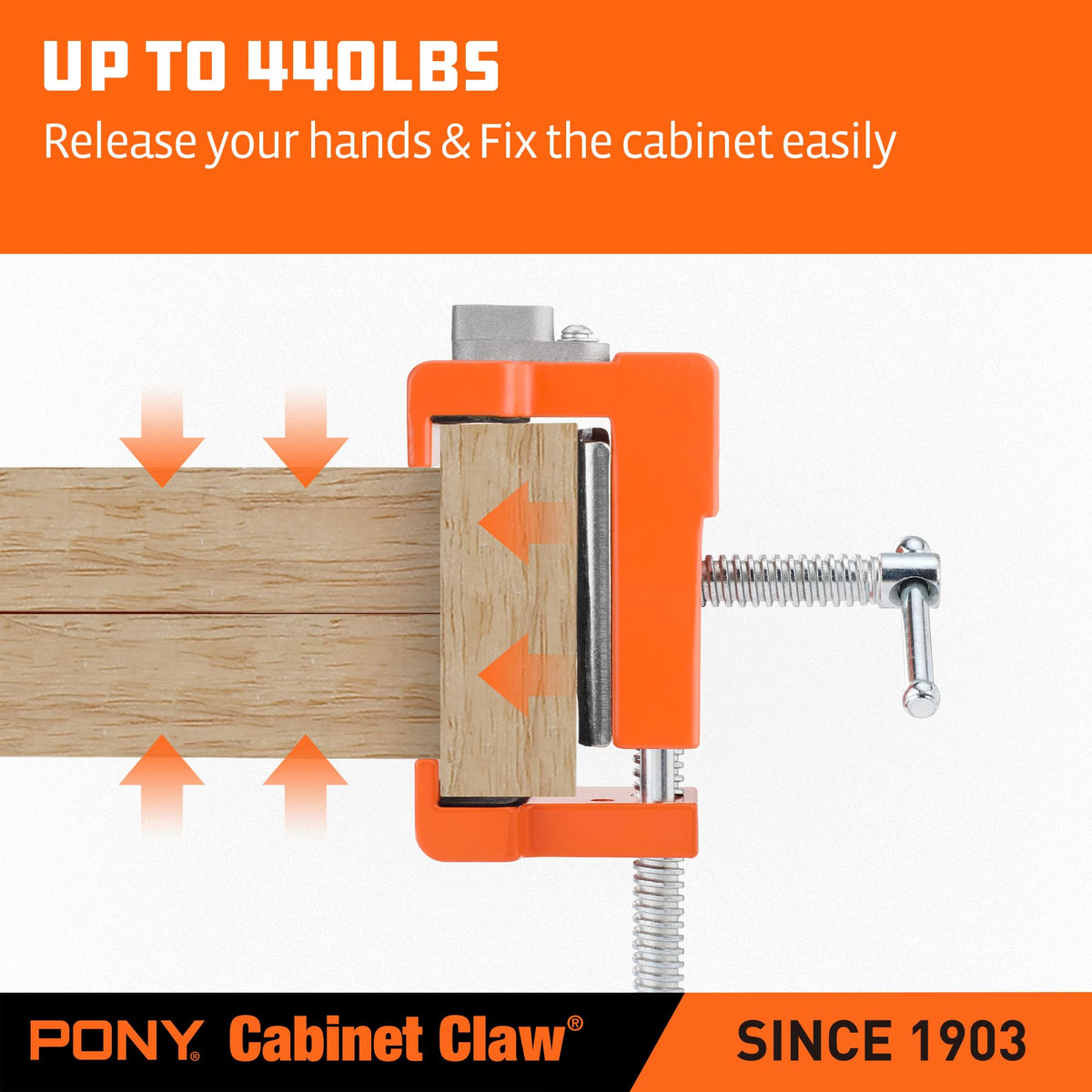 PONY 4-Pack 8510 Cabinet Claw Clamps – Fast Face-Frame Installation (440 lbs)