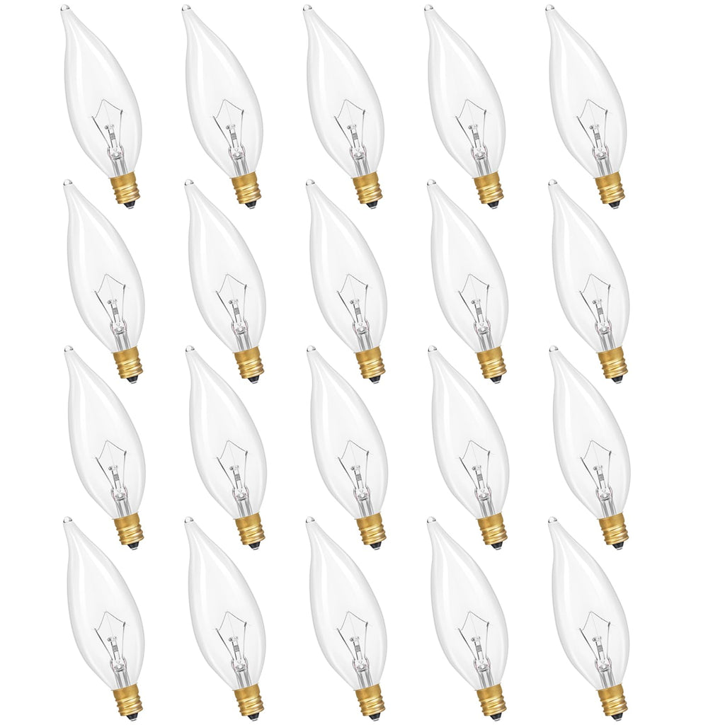 Potanro E12 Incandescent Light Bulbs – 25W, 2700K Warm White, 180 Lumens, Dimmable Candelabra Bulbs (20-Pack)