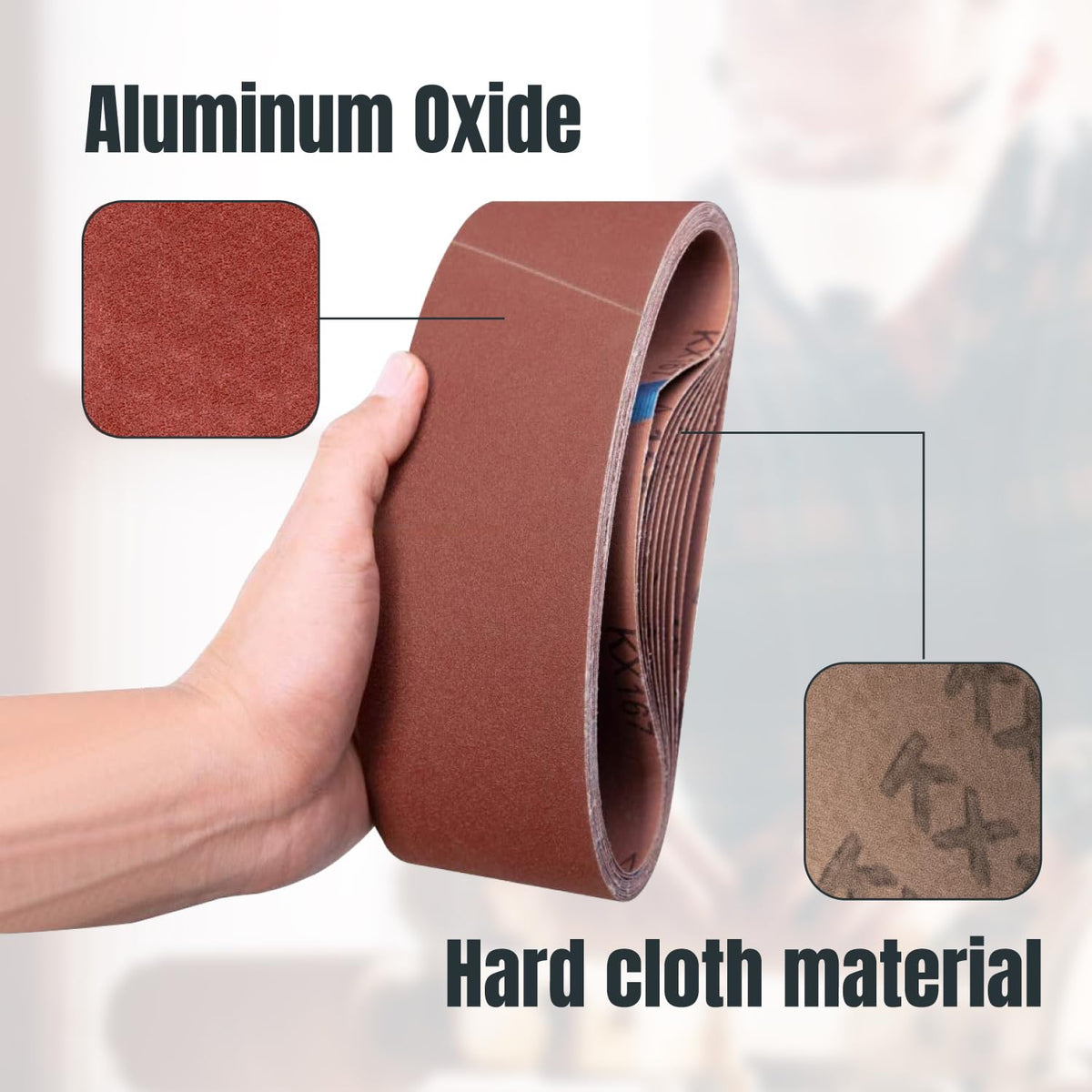 POWERTEC 3 x 18-Inch Sanding Belts, 20 Belts (40/60/80/120 Grit), Aluminum Oxide