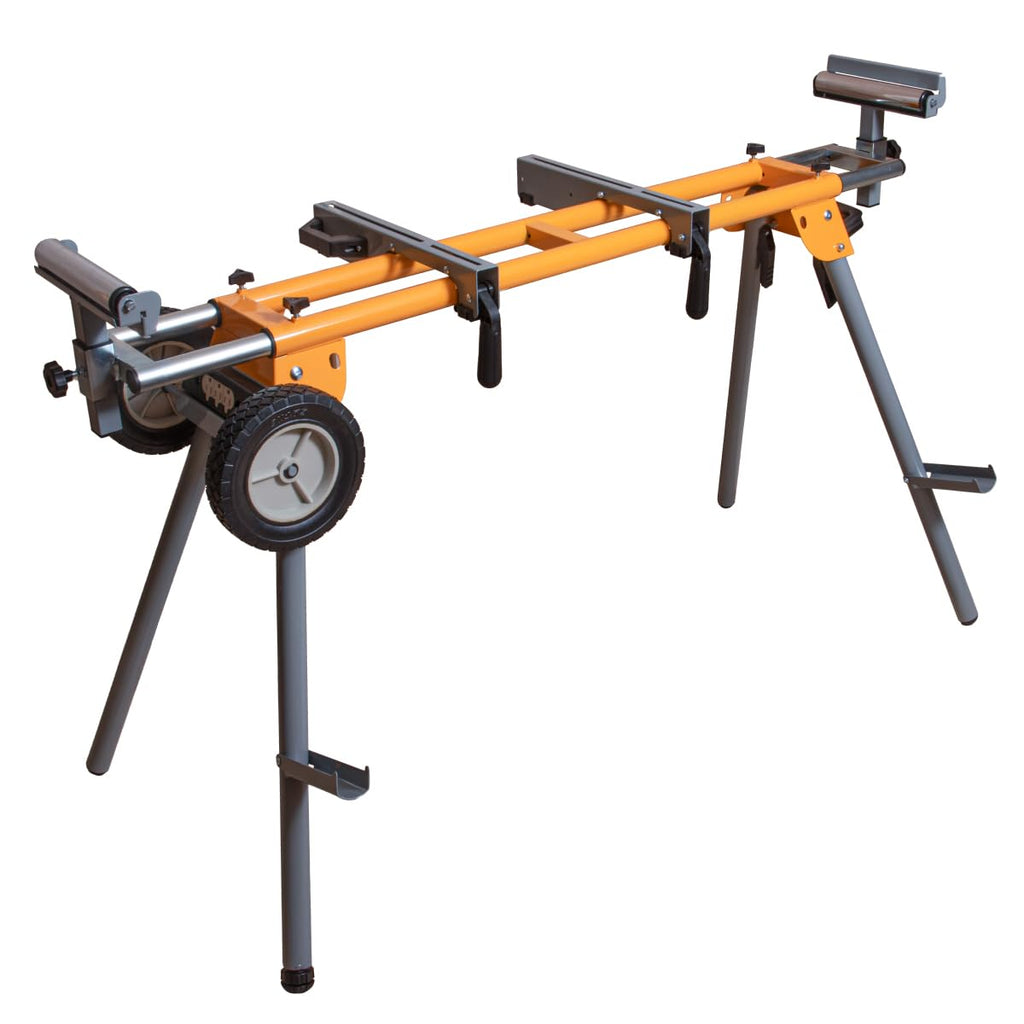 POWERTEC MT4000V Portable Miter Saw Stand – 330 lb Capacity, 8-Inch Wheels, Built-In 110V Outlet, Folding Design