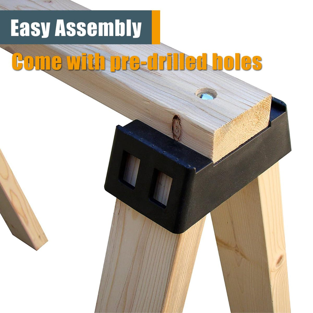 POWERTEC Sawhorse Brackets — Set of 2, Heavy-Duty 500 Lb Capacity for 2x4 Lumber