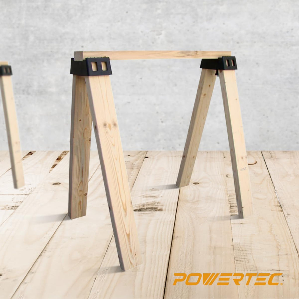 POWERTEC Sawhorse Brackets — Set of 2, Heavy-Duty 500 Lb Capacity for 2x4 Lumber
