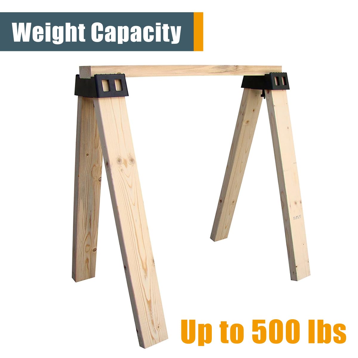POWERTEC Sawhorse Brackets — Set of 2, Heavy-Duty 500 Lb Capacity for 2x4 Lumber