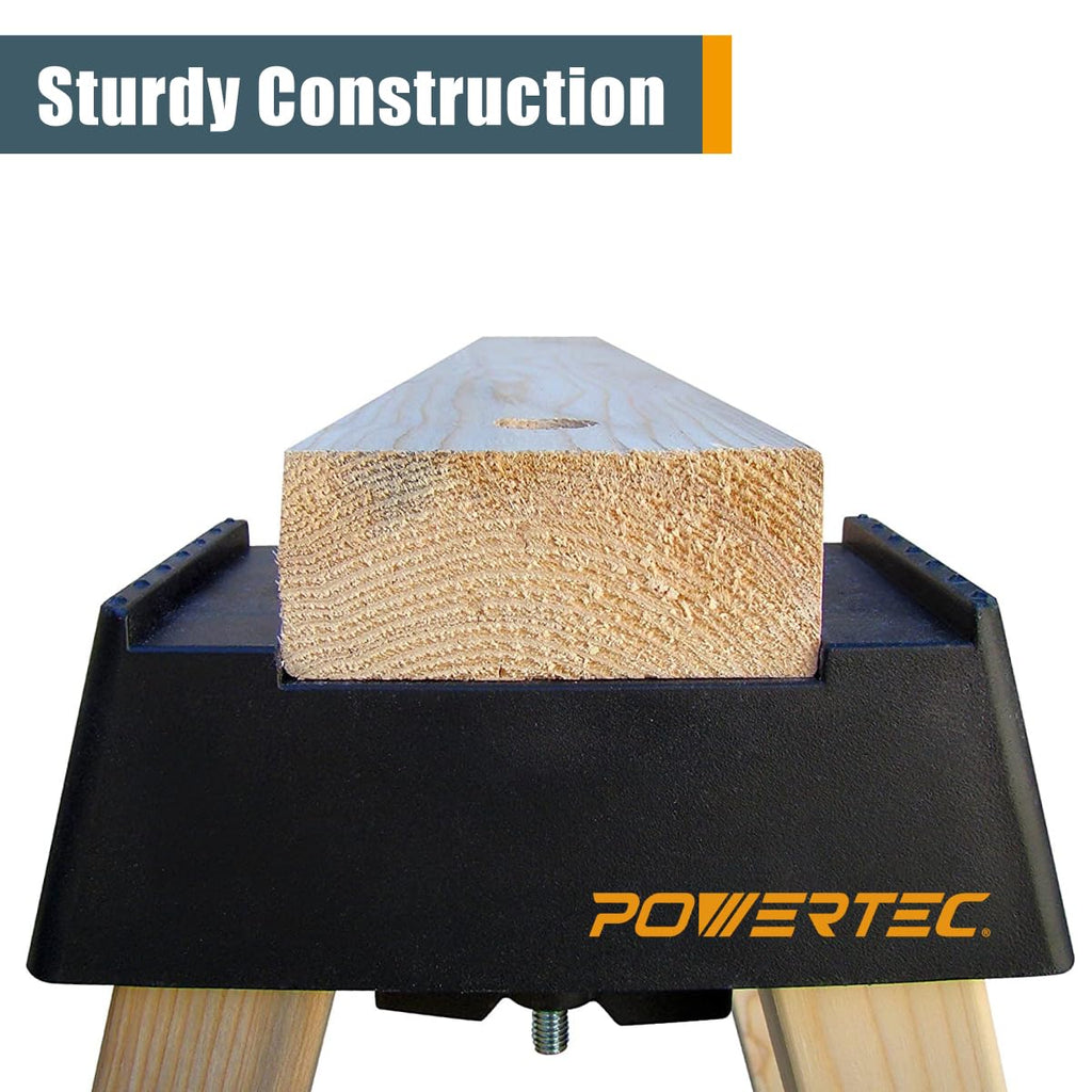 POWERTEC Sawhorse Brackets — Set of 2, Heavy-Duty 500 Lb Capacity for 2x4 Lumber